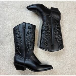 Soda Faux Leather Reno Western Cowboy Pointed Toe Black Boots Size 11